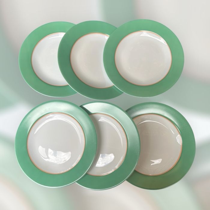 6 assiettes à dessert vintage Arcopal Celestia vert