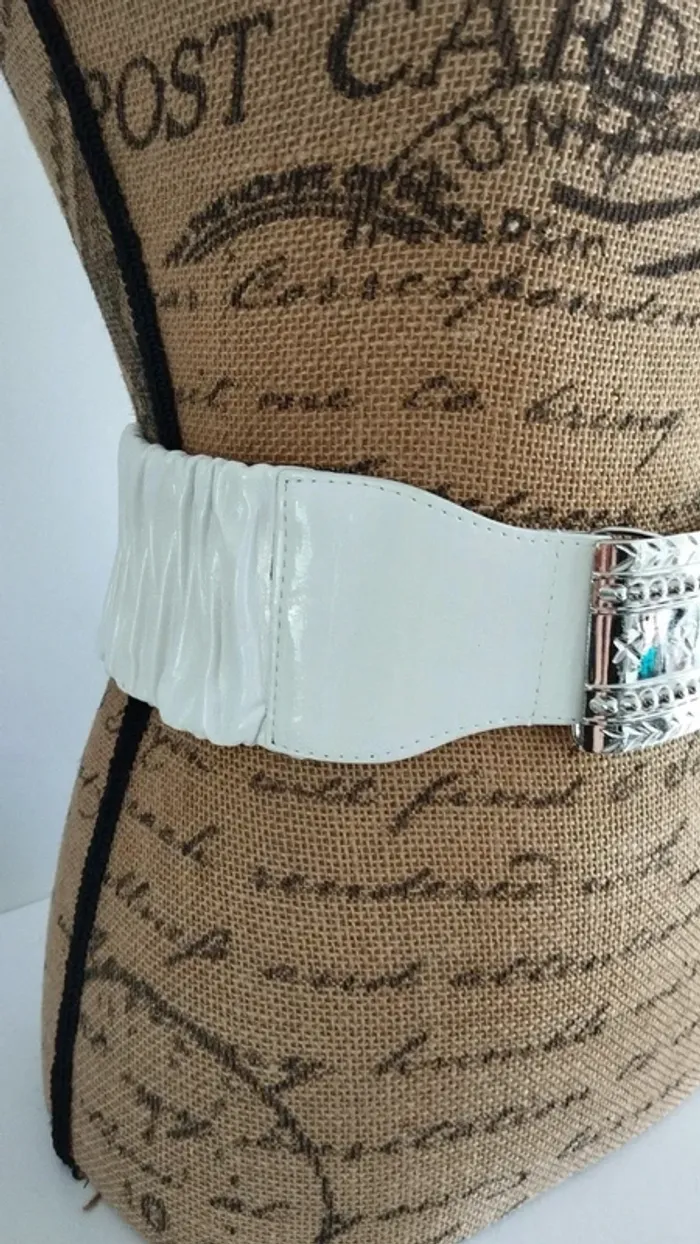 Ceinture blanche et argenté élastique 70/75 cm - photo numéro 3