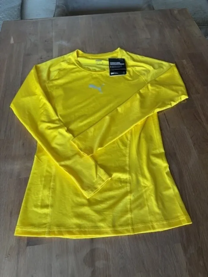 t shirt de sport homme manches longues puma jaune taille M