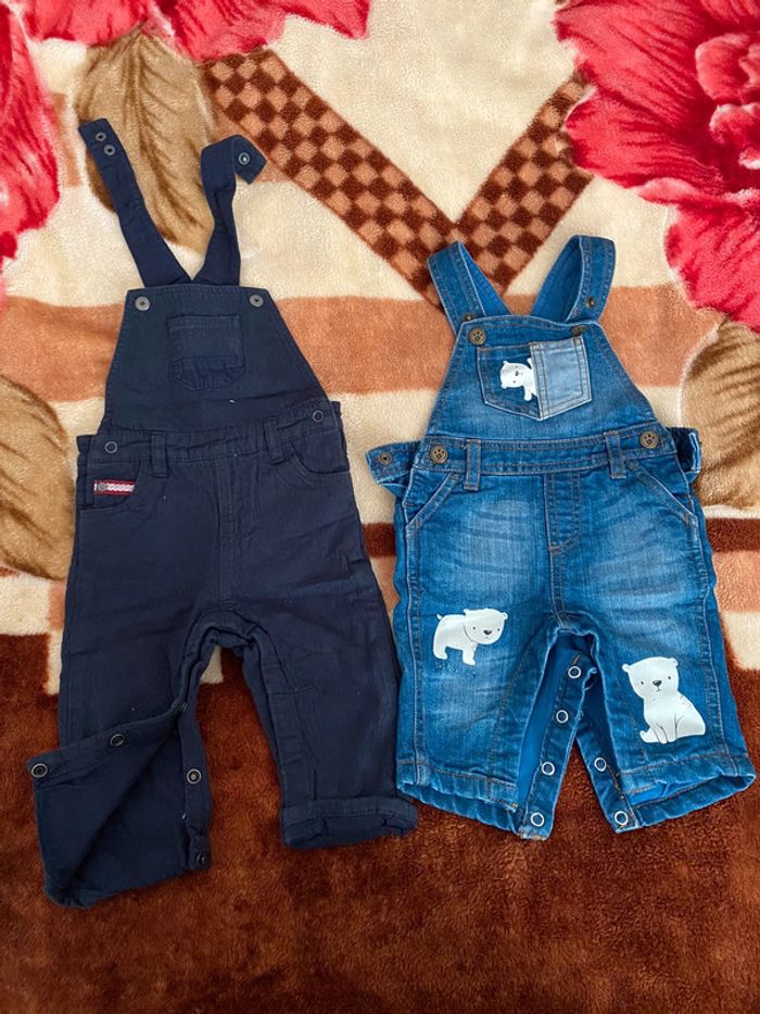 2 salopettes jean garçon 6 mois