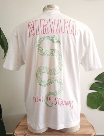 Tee-shirt blanc Unisexe oversize Nirvana "Serve the servants" Asos Design Taille S