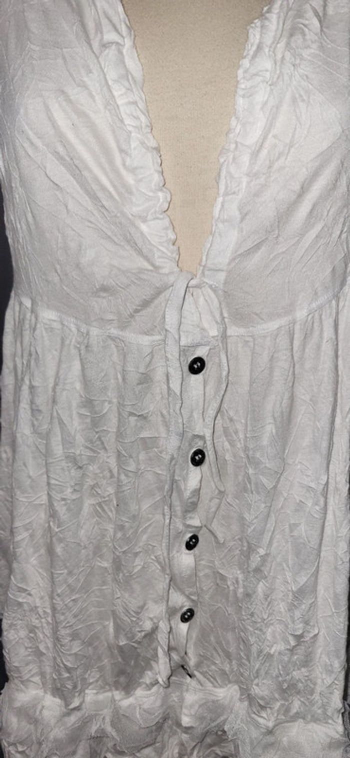 Veste longue blanche effet froissée Lauren Vidal S - photo numéro 3