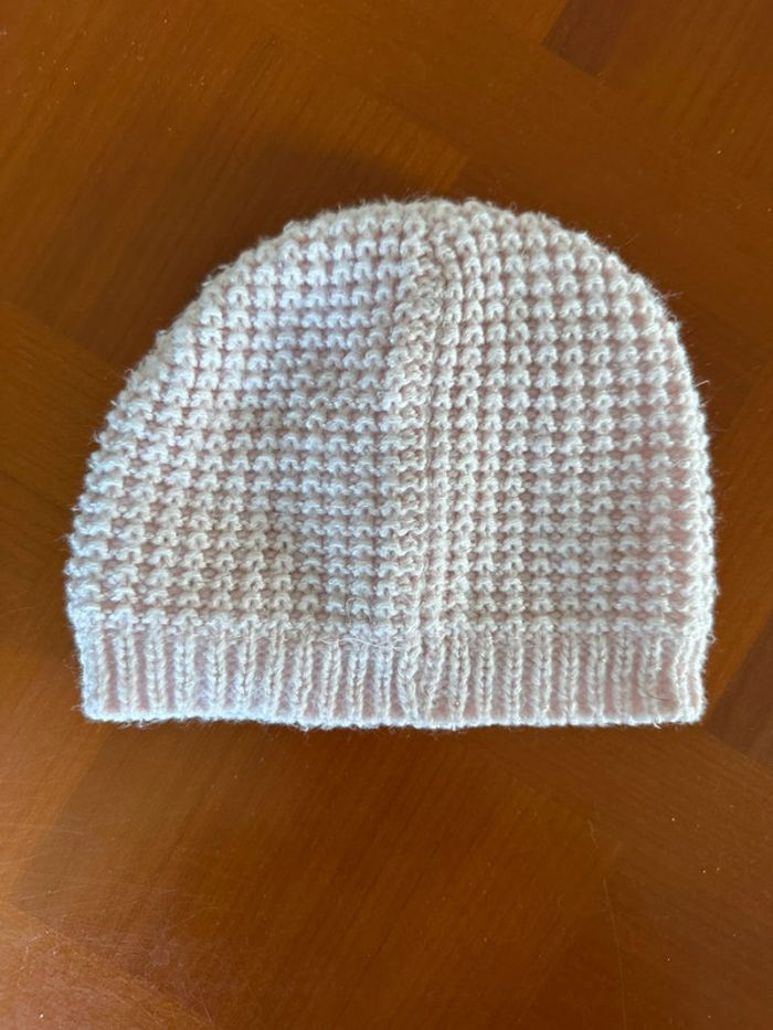 Bonnet en maille rose avec nœud taille neuf 12 mois - photo numéro 4