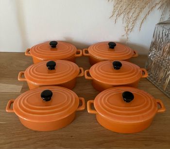 Lot de 6 petites cocottes orange