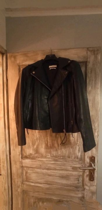 Perfecto cuir noir Mango