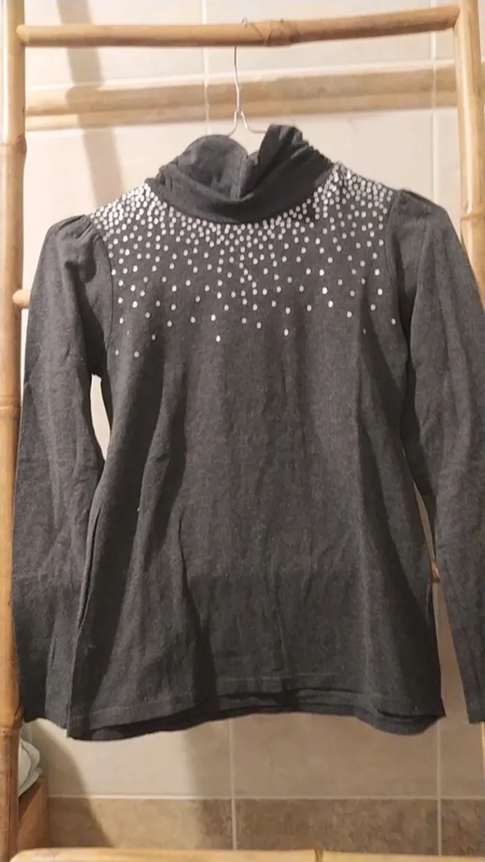 Top gris et sequins filles 12 ans
