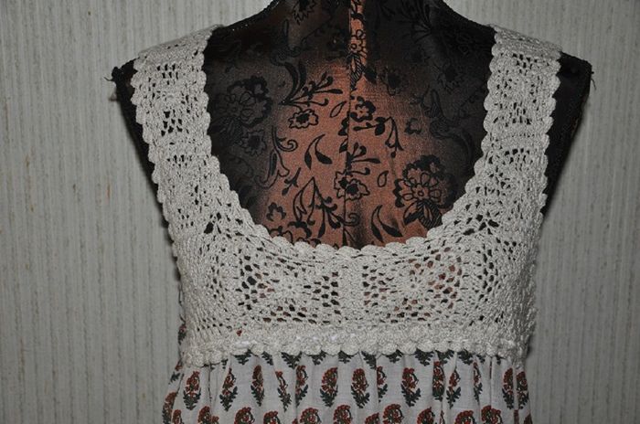 Tunique ethnique mousseline et macramé - Mim - T.42 - Neuve - photo numéro 3