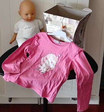 🌸 T-shirt fille 6 ans rose – Motif Licorne – Très bon état