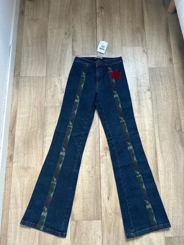 Jean School Rag camo military coupe flare W28