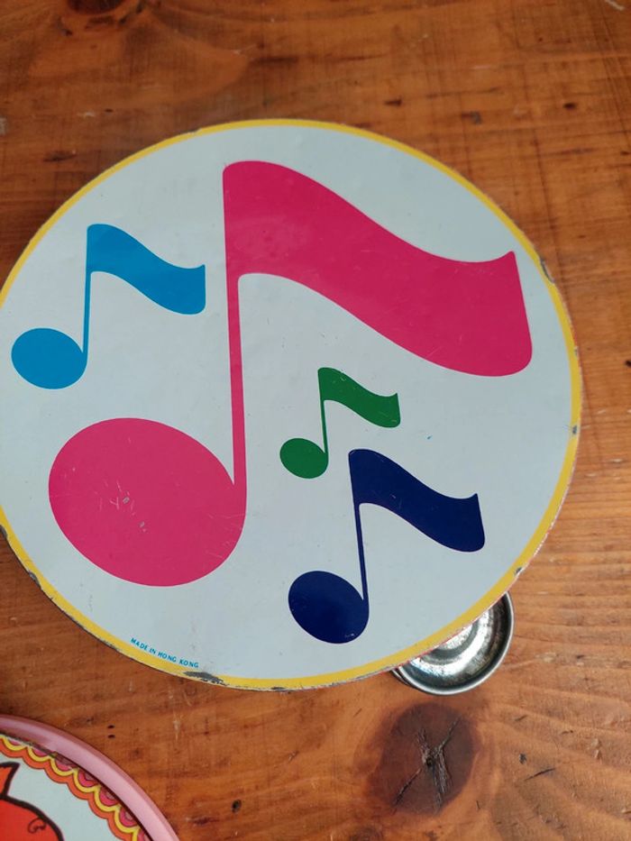 Lot de 2 tambourins en métal année 60 - photo numéro 2
