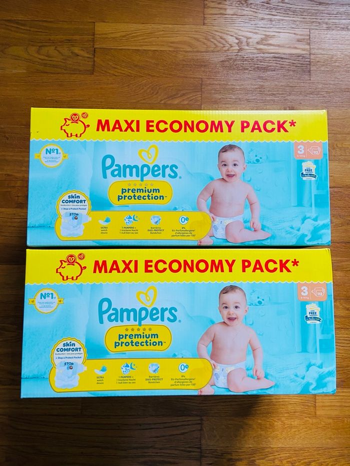 2 maxi packs couches Pampers Protection Premium taille 3