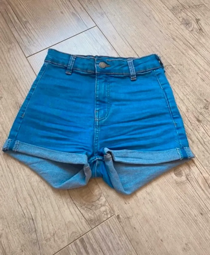 short en jeans bershka bleu
