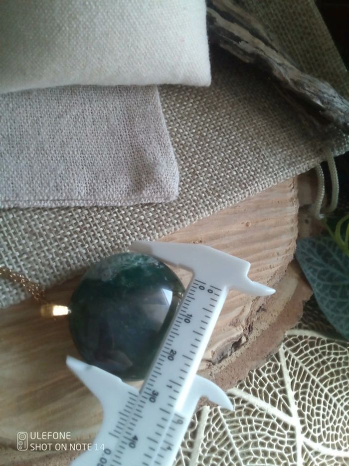 Collier pendentif en pierre naturelle d'agate indienne - photo numéro 2