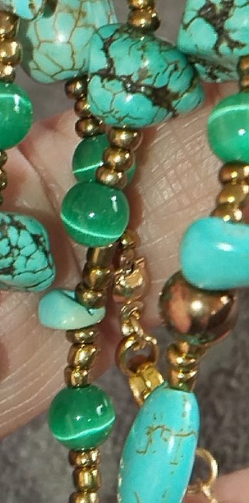Pendentif en perles de turquoise naturelle, pierres précieuses faites à la main, collier turquoise
d'Arizona
