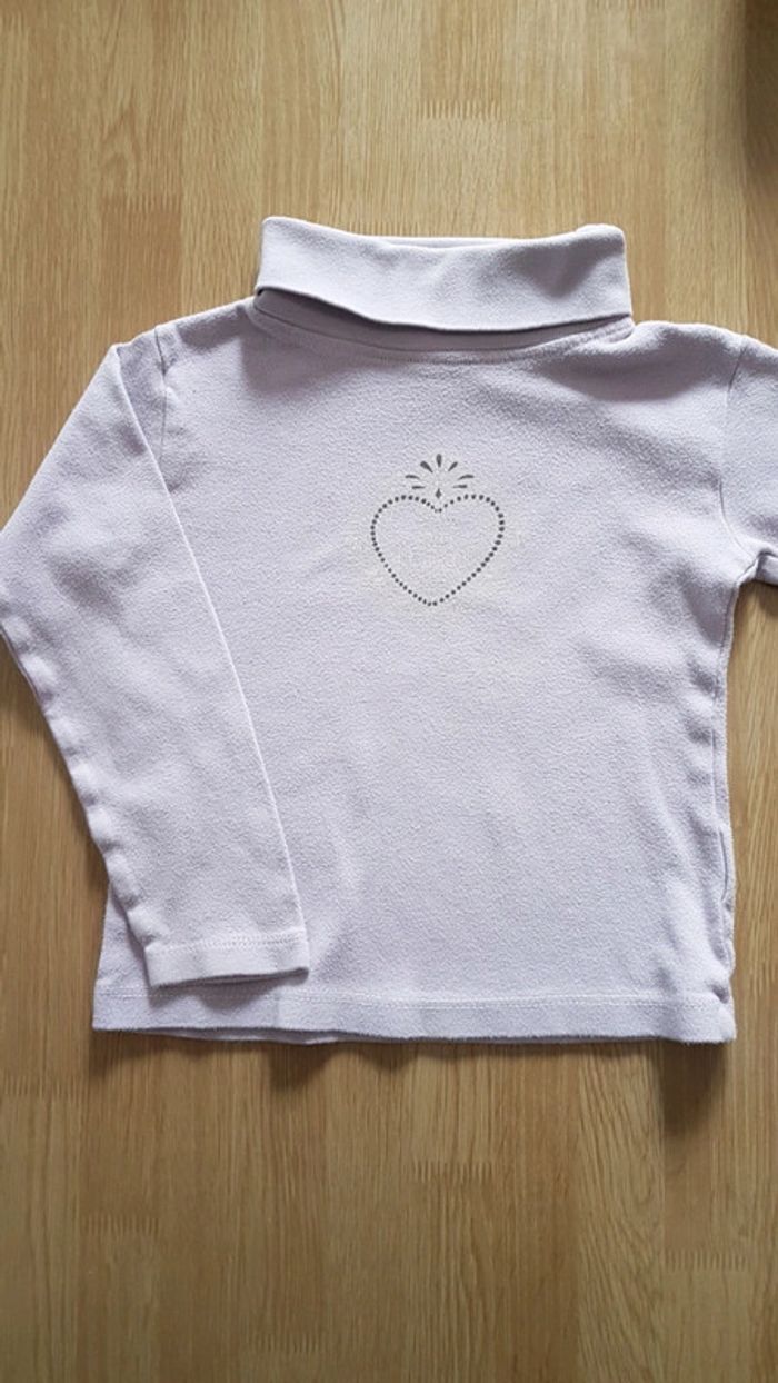 Col roulé mauve coeur 5 ans