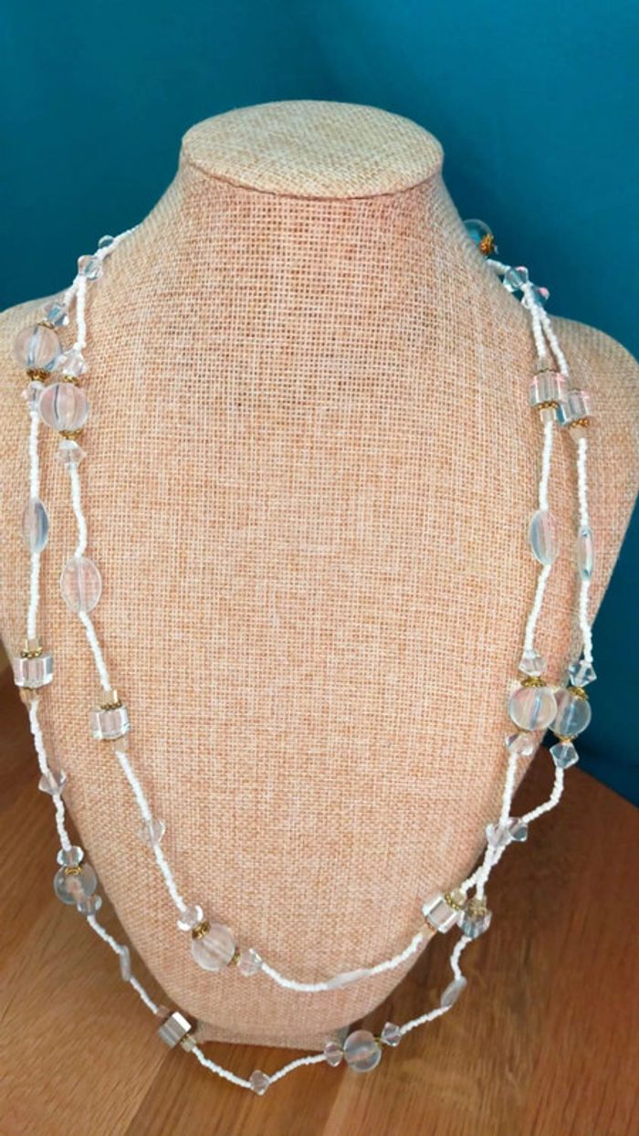 légante parure collier & boucles d’oreilles – Perles cristal & blanc nacré - photo numéro 10