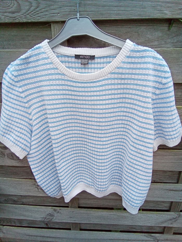 Pull manches courtes rayé bleu/blanc - Esmara
