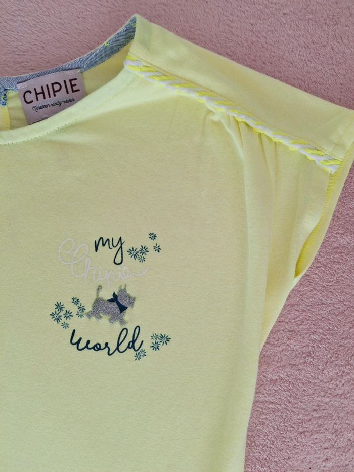 Robe Chipie 10 ans bi matière jaune fluo et bleu clair neuve - photo numéro 2