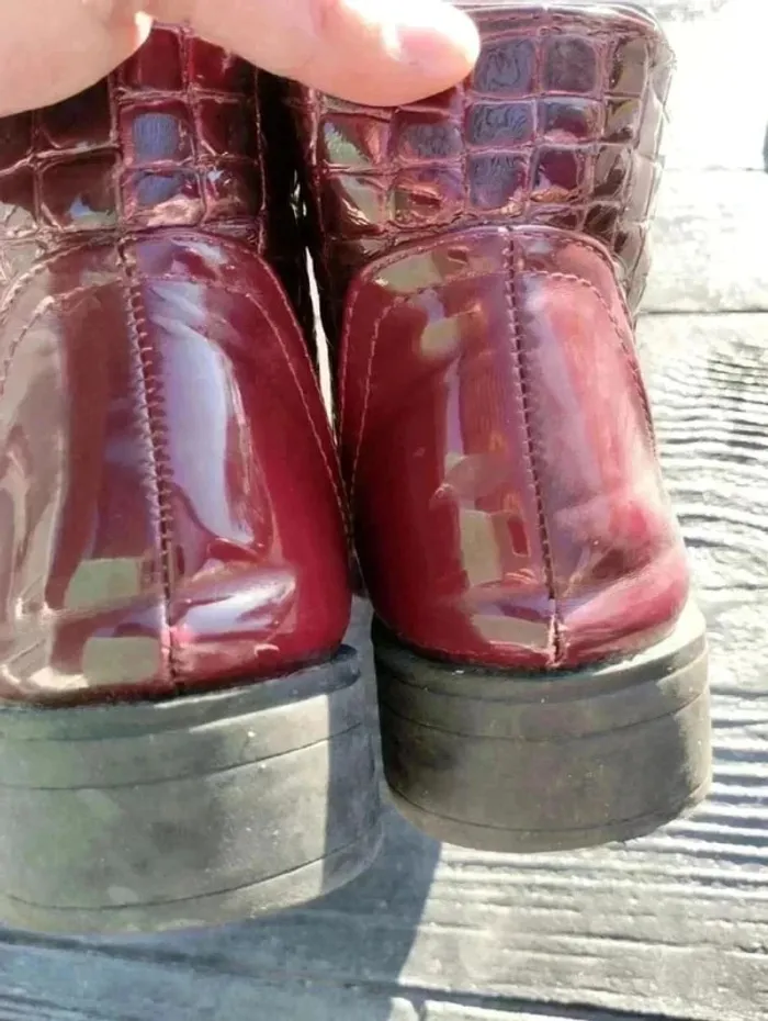 🍷 Bottines Bordeaux – Pointure 36 – Boutique Indépendante – Style Croco - photo numéro 5