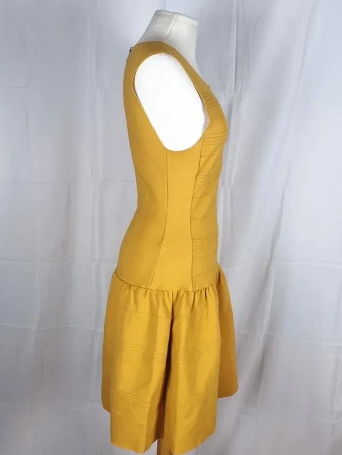 Maje Robe Madison Moutarde sans manche T2/38/M taille petit - photo numéro 3