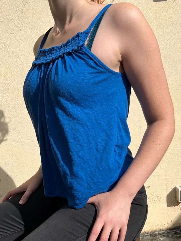 Débardeur ample plissé bleu électrique - photo numéro 3