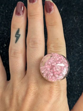 Bague en verre ronde style pylônes