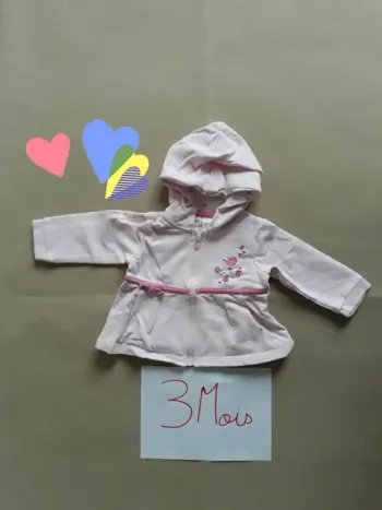Gilet zippé à capuche 3 Mois