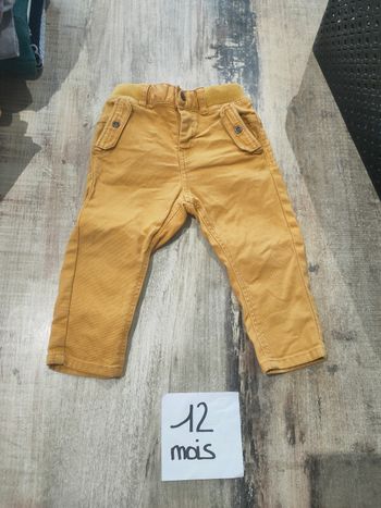 Jeans pour bébé garçon moutarde uni poches 12 mois obaïbi