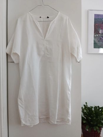 Mini robe blanche à poches en lin taille M