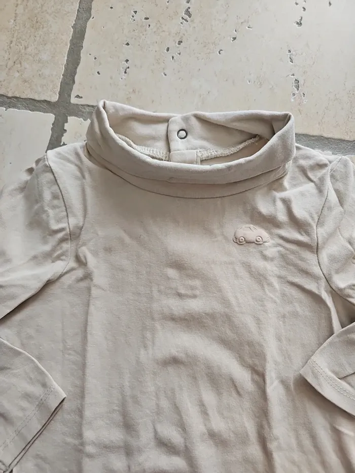Lot 2 tee-shirt col roulé crème/vert - Orchestra - 23 mois/86 cm - photo numéro 3