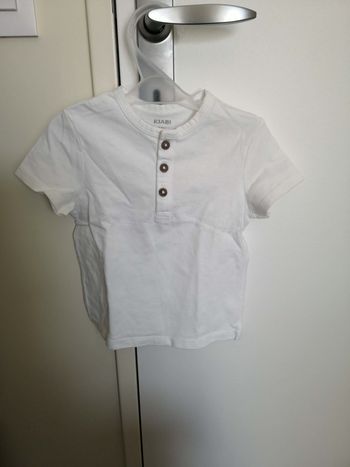 T-shirt manches courtes à col tunisien boutonné (Blanc) 12 mois (80 cm) Kiabi