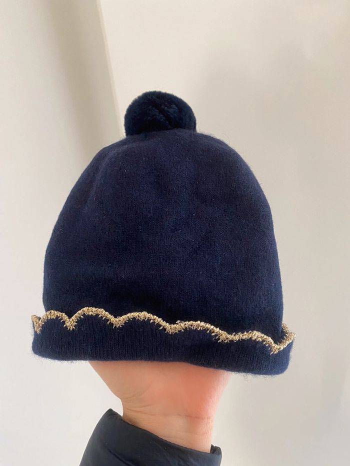 Bonnet bleu marine doré 12 mois - photo numéro 10
