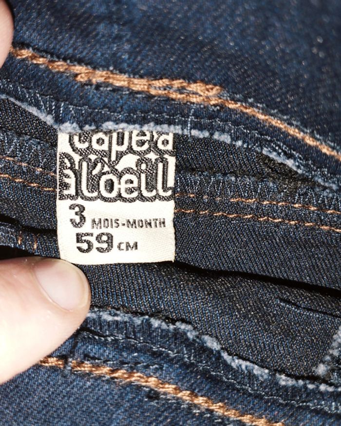 Jean slim fille bleu marine taille 3 mois Tape à l'oeil - photo numéro 3