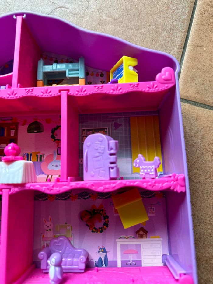 Maison Polly Pocket avec 2 figurines et accessoires en parfait état - photo numéro 4