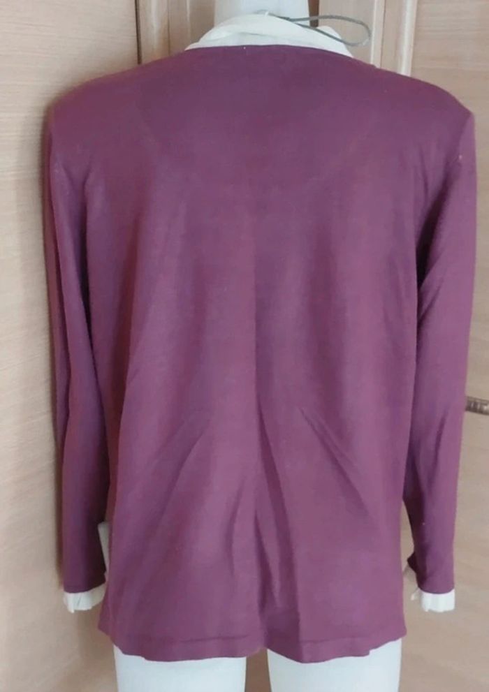 Haut mauve avec col crème et manches fantaisies - photo numéro 2