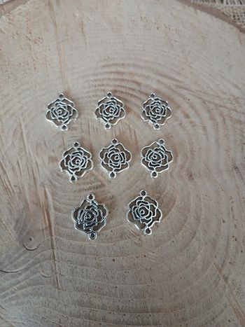 Lot de 16 pendentifs connecteurs rose argenté