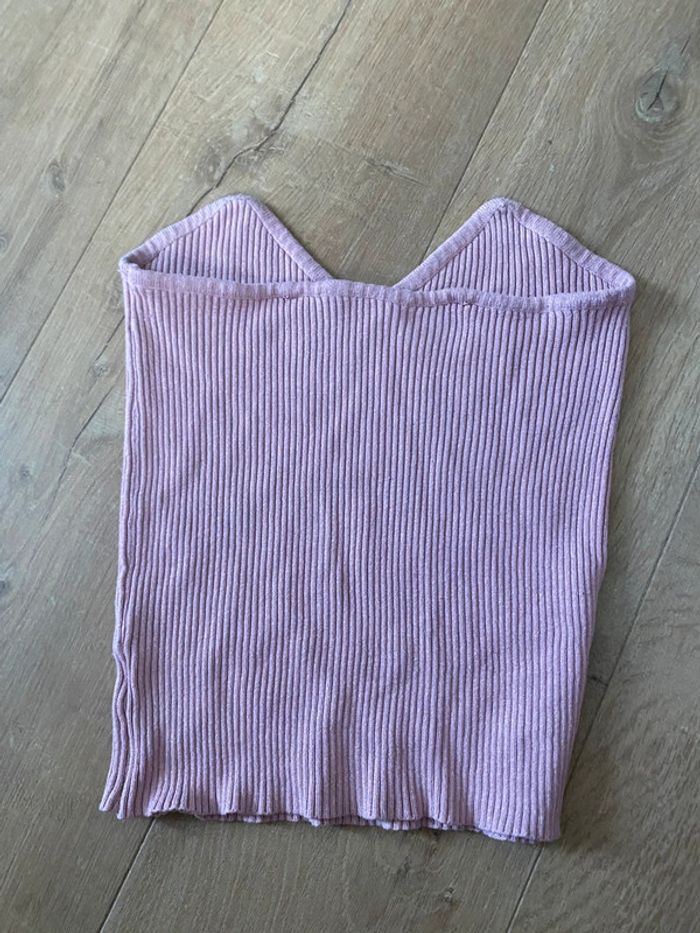 Top bandeau sans manche Rose pale - photo numéro 2