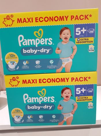 2 Pampers Baby Dry Taille 5+ Maxi Pack 