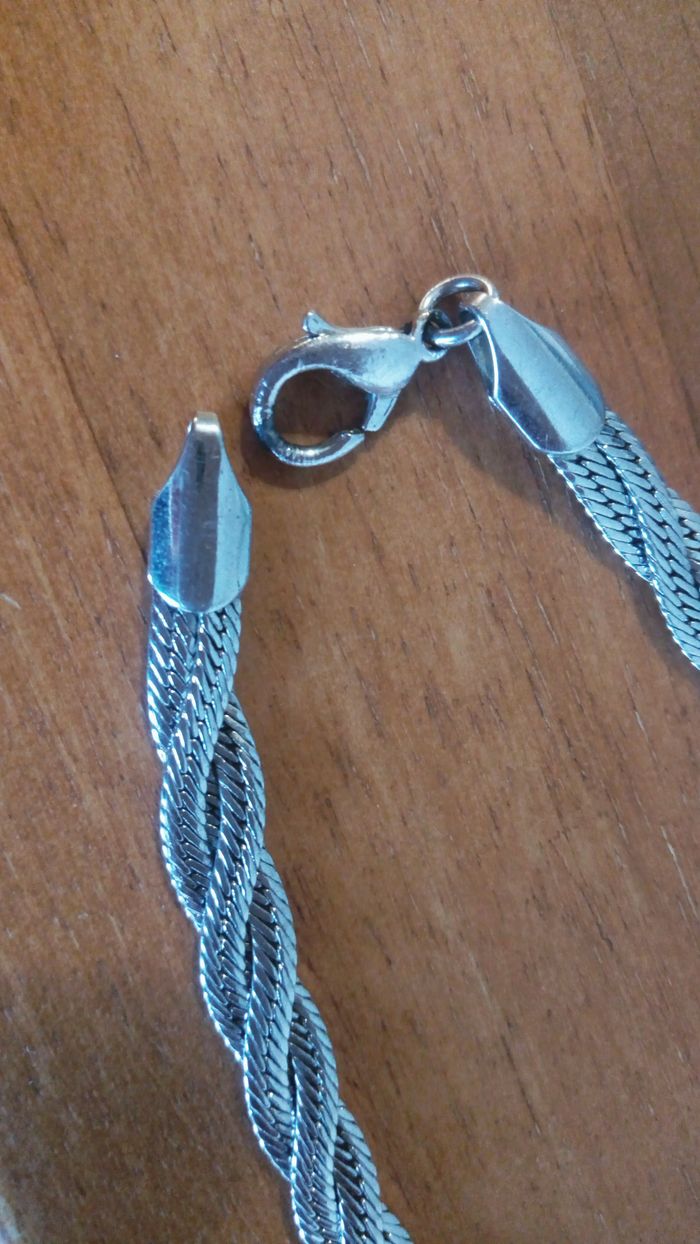 Bracelet tressé argenté souple - photo numéro 3