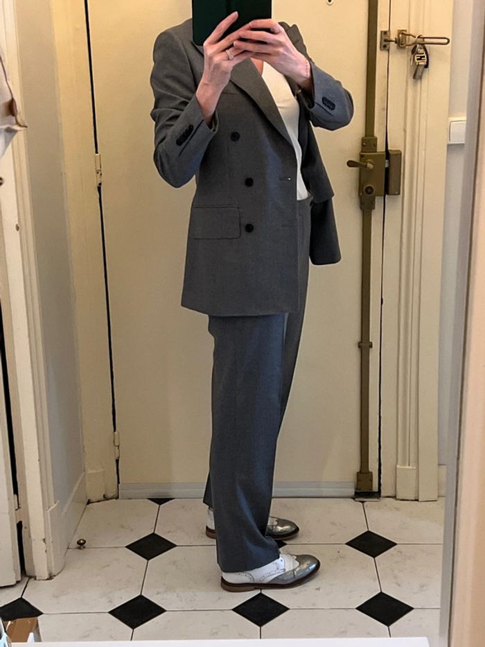 Tailleur pantalon gris clair veste croisée 6 boutons en laine et cachemire - Suitsupply - photo numéro 5