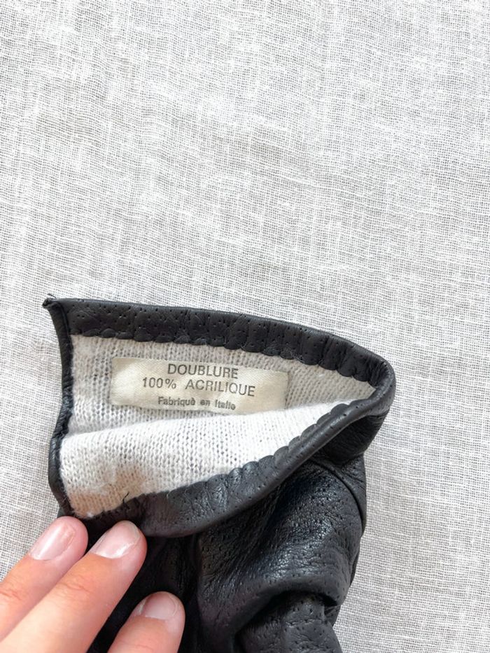 Paire de gant noir fabriqué en Italie doublure - photo numéro 3