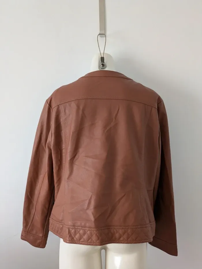 Veste zippée légère en simili marron - Blancheporte - taille 48 - photo numéro 3