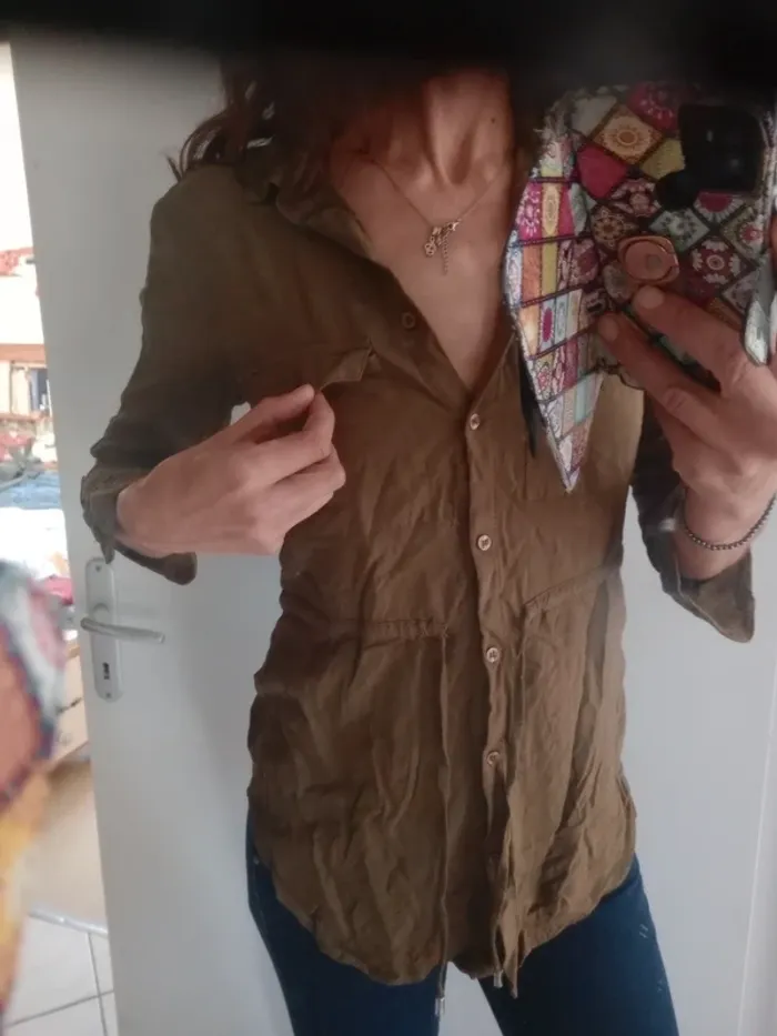 Chemise 38 femme cintrée – kaki c87 - photo numéro 8