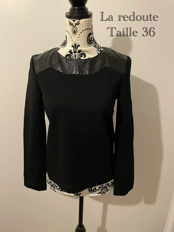 Blouse noire chic en simili cuir - La Redoute - Taille 36