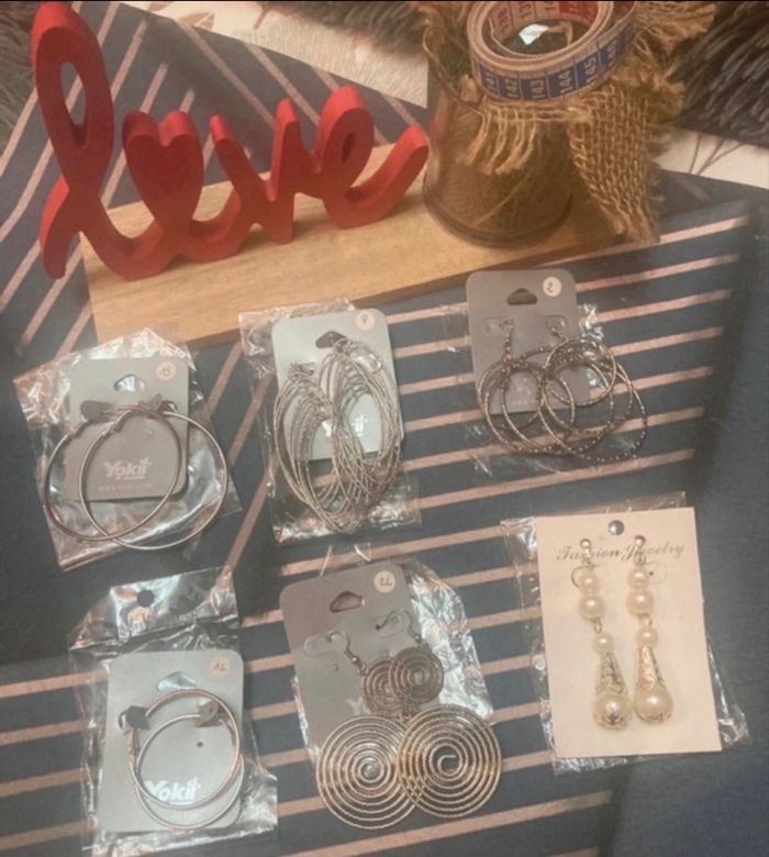 6 paires de boucles d’oreille - métal léger - photo numéro 2