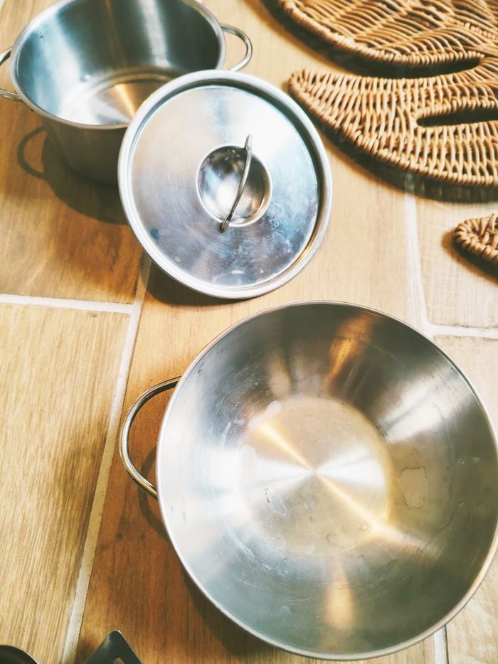 🥘 Jeu d'imitation - Dinette/ ustensiles cuisine en inox - photo numéro 3