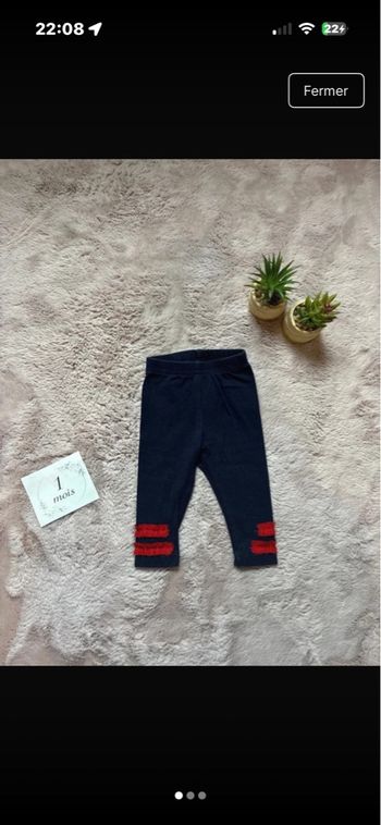 Legging bébé 1 mois bleu marine détails rouges – confortable & stylé
