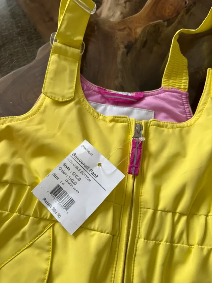 Combinaison de ski fille Obermeyer jaune rose 4 ans neuf - photo numéro 5