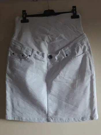 Jupe en jean Maternité blanche