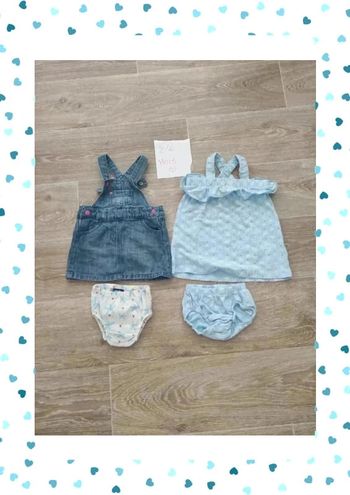 2 robes avec culotte en 2/6 mois / vestitini con mutandina 2/6 mesi